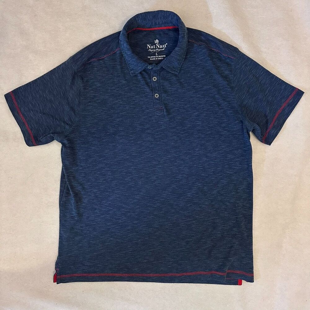 Nat Nast Luxury Originals Polo Shirt Mens Large Blue Short Sleeve Casual